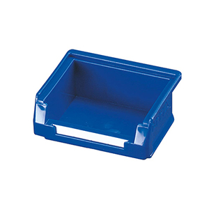 Sichtlagerkasten mit Aufhängeleiste, BxH 105x45 mm, Tiefe außen/innen 85/65 mm, Farbe blau