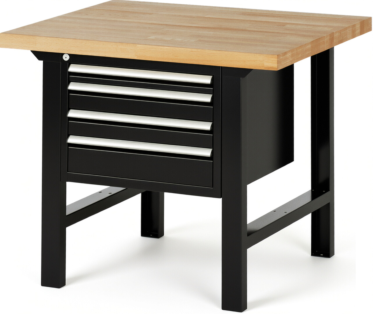 RAU Werkbank schwarz - Breite 100 cm - Tiefe 90 cm - Höhe 84 cm - Buche-Massiv Arbeitsplatte 40 mm