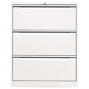 Hängeregisterschrank, BxTxH 800x622x1016 mm, doppelbahnig, 3 Schubladen, Griffleiste, verkehrsweiß