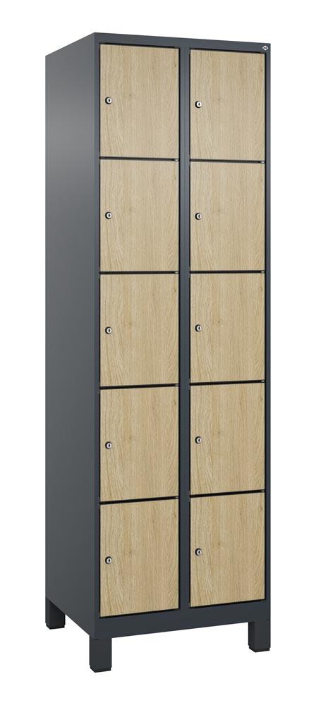 Fächerschrank mit MDF Türen, Breite 60 cm, Höhe 195 cm, Tiefe 50 cm, 10 Fächer