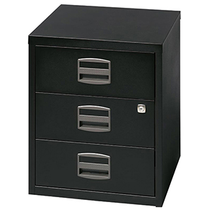 Rollcontainer, BxTxH 413x400x528 mm, 3 Schubladen, schwarz