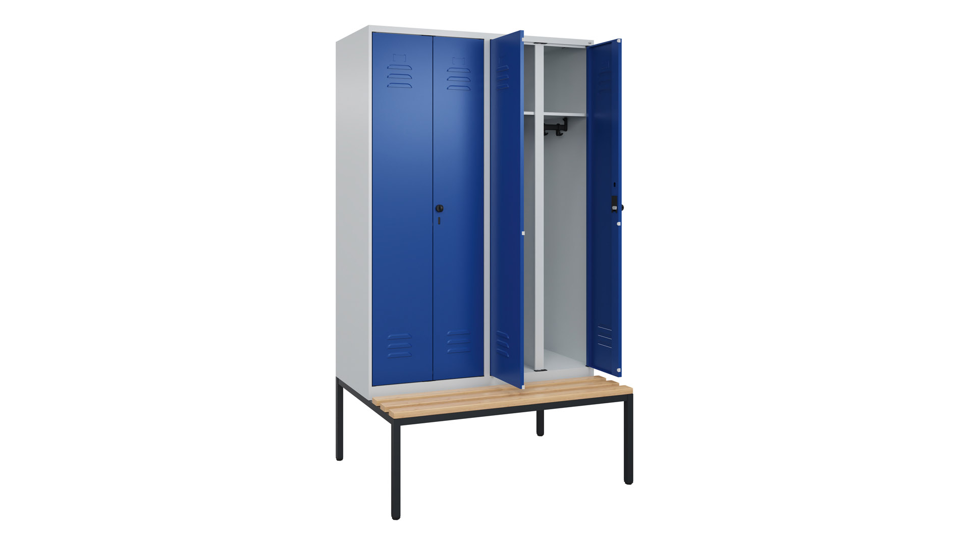 Spind - Garderobenschrank, Breite 120 cm, Höhe 212 cm, Tiefe 50 cm, 4 Abteile