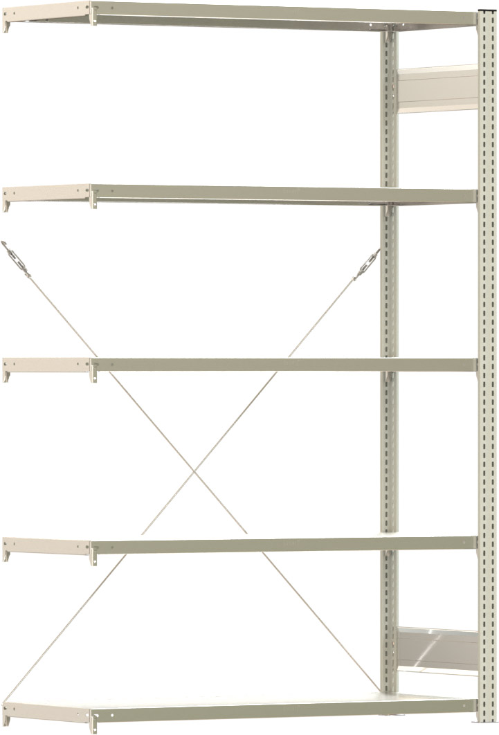 Fachbodenregal BERT - Breite: 128,5 cm - Tiefe: 50 cm - Höhe: 200 cm - 5 Böden - Anbauregal