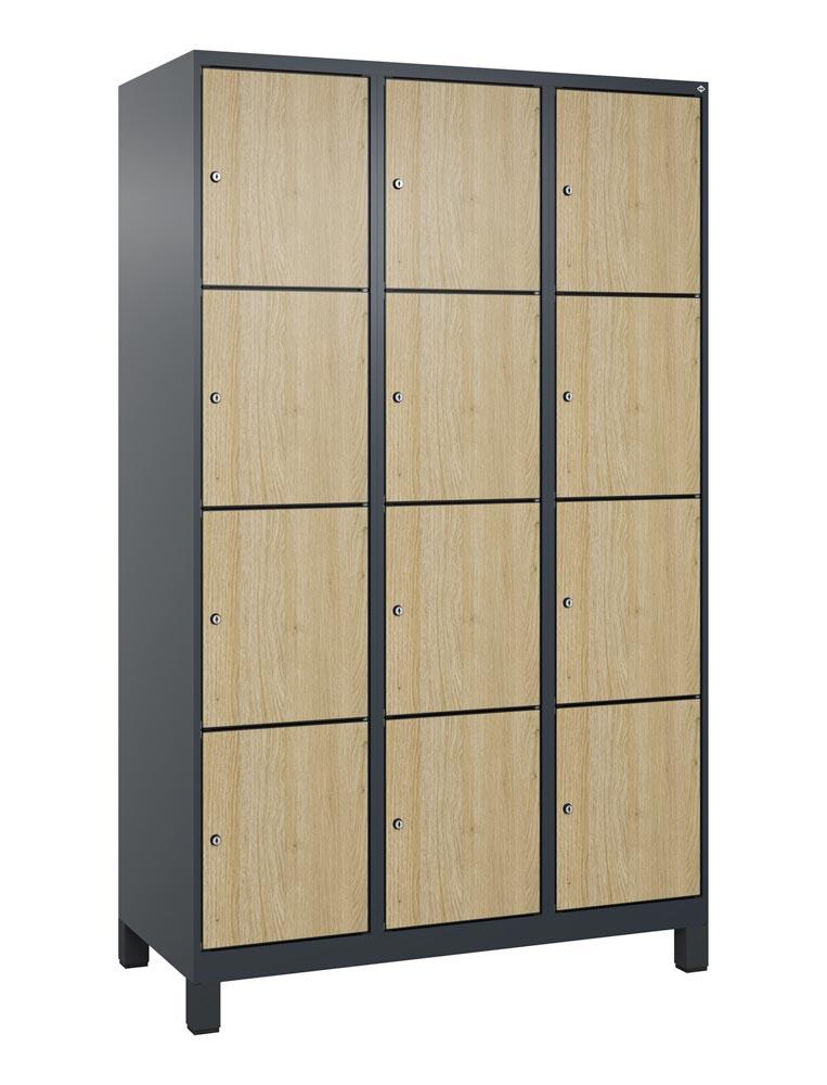 Fächerschrank mit MDF Türen, Breite 120 cm, Höhe 195 cm, Tiefe 50 cm, 12 Fächer
