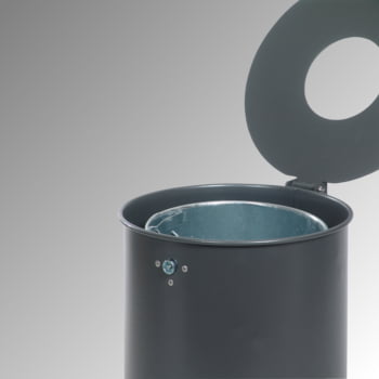 Rund-Abfallbehälter mit Deckelscheibe - 50 l - anthrazitgrau