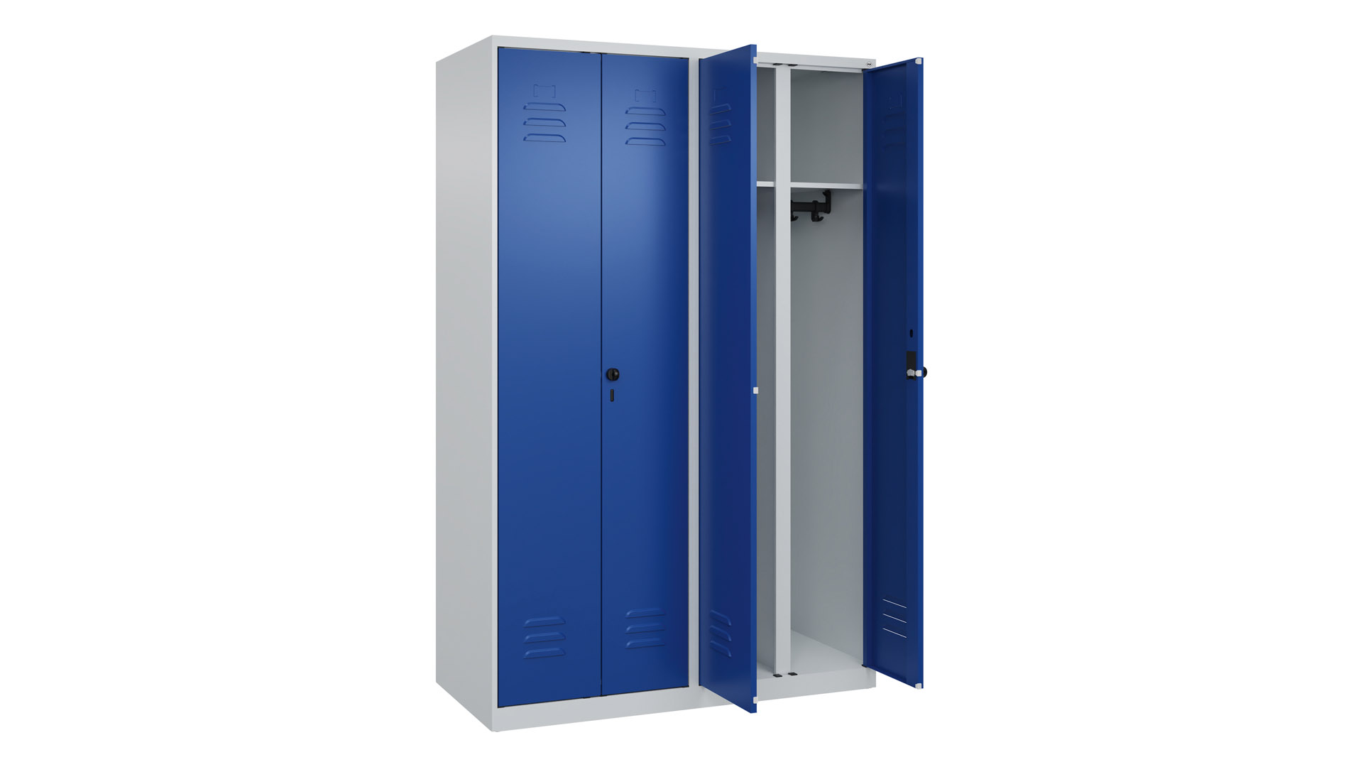 Doppelspind - schwarz weiß Trennung,  Breite 120 cm,  Höhe 185 cm,  Tiefe 50 cm,  4 Abteile