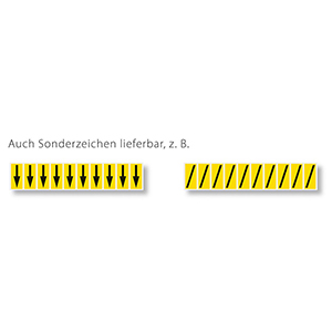 Buchstaben A-Z, selbstklebend, Schrifthöhe 50 mm, VE 208 Etiketten mit 8xA-Z, Schrift schwarz, Etikett gelb