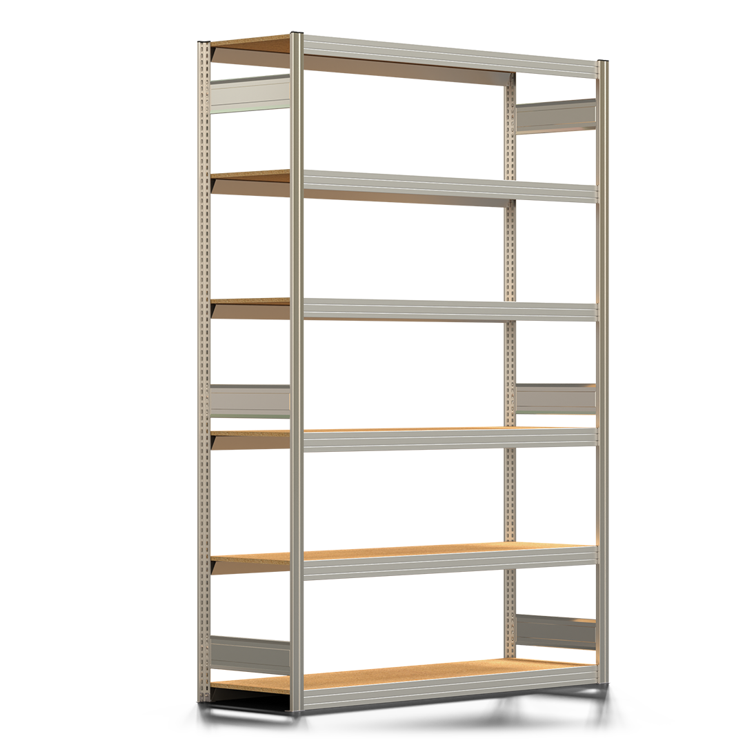 Fachbodenregal BERT - Breite: 169,5 cm - Tiefe: 50 cm - Höhe: 250 cm - 6 Böden - Grundregal