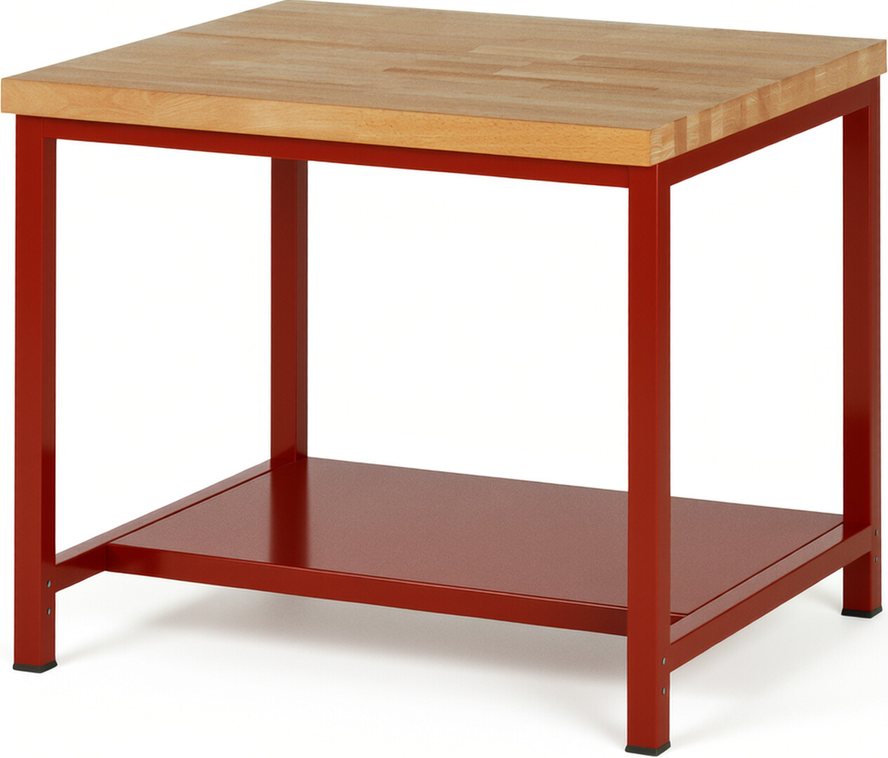 Werkbank Modell 8000 rot, BxTxH 1000x900x840 mm,  Buche-Massiv Arbeitsplatte 40 mm