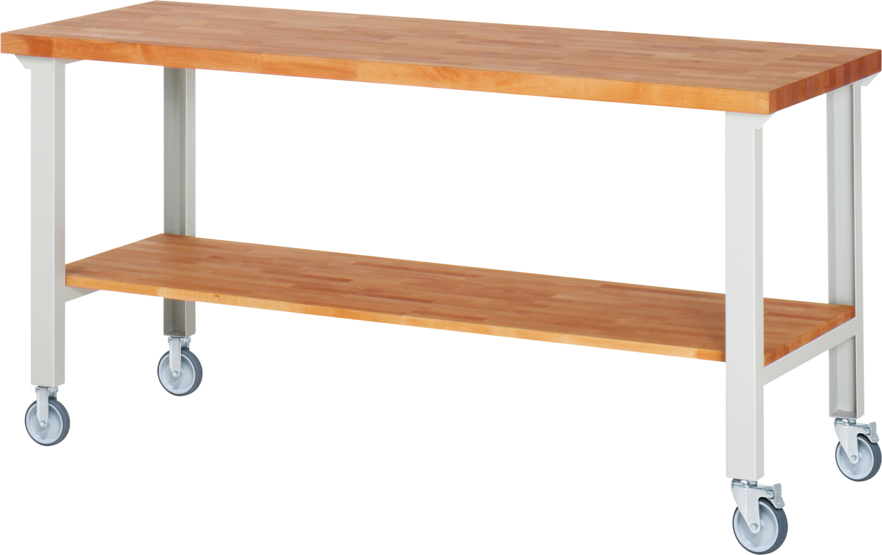 Fahrbare Werkbank Modell 7000 schwarz, BxTxH 2000x700x1000 mm,  Buche-Massiv Arbeitsplatte 40 mm