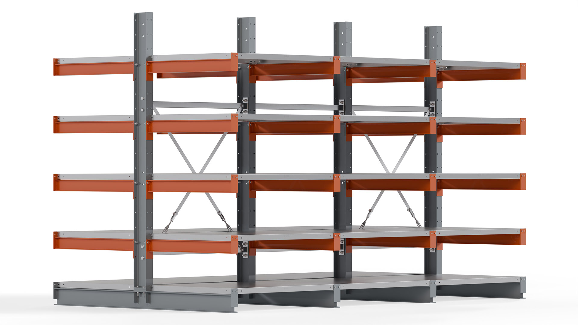 Kragarmregal KARL basic - lackiert - Breite: 300 cm - Höhe: 200 cm - Tiefe: 80 cm - Traglast je Kragarm: 550 kg - beidseitig
