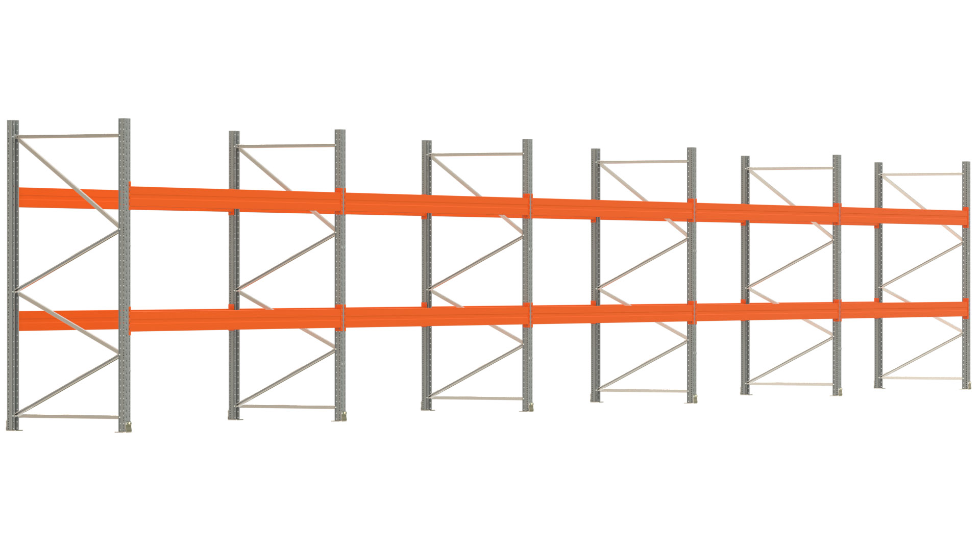 Palettenregal ARTUS - Breite 1851 cm - Höhe 250 cm - Tiefe 110 cm - Fachlast 4000 kg - 60 Palettenstellplätze