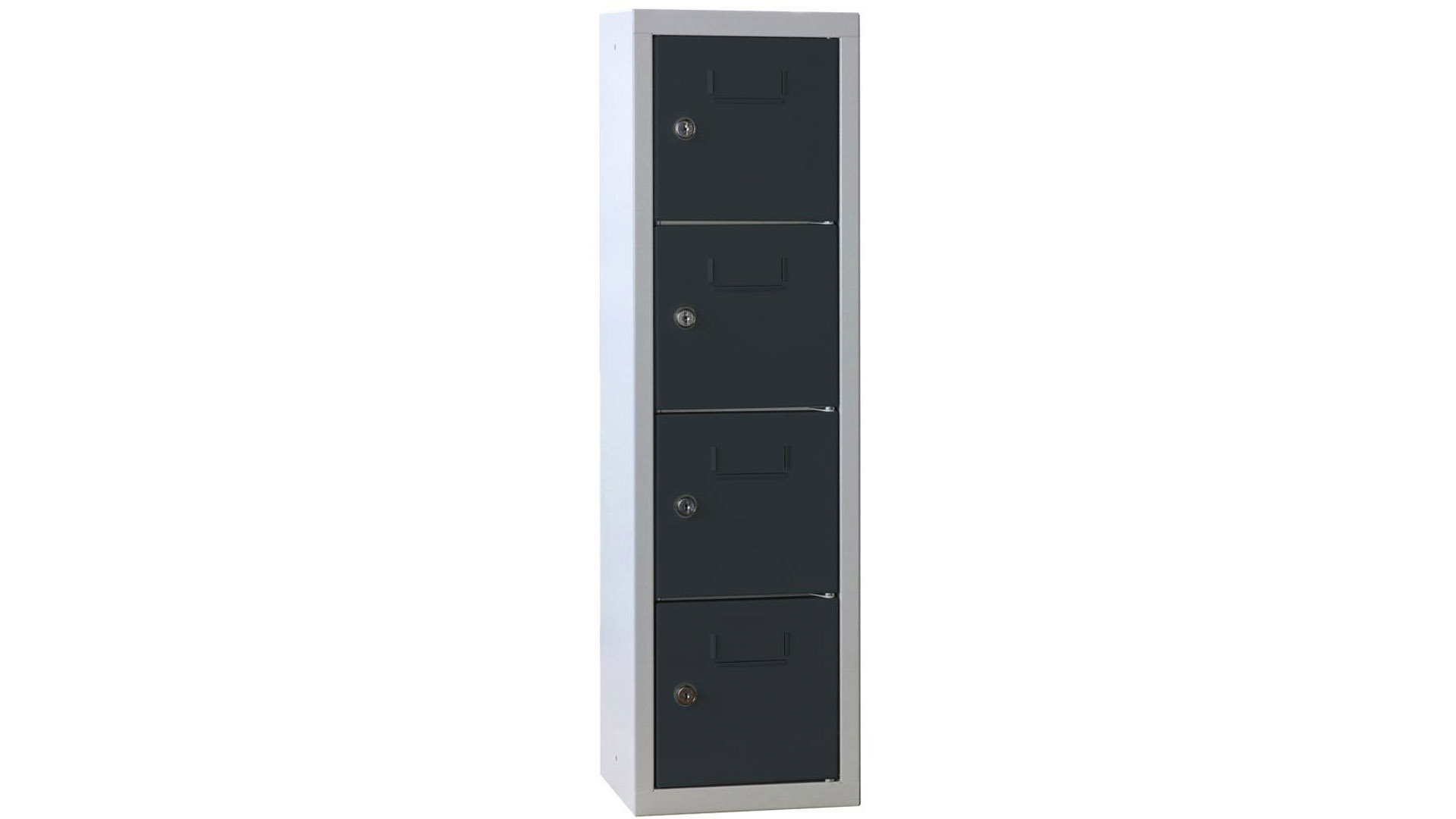 Schließfachschrank, Breite 22,5 cm, Höhe 77,8 cm, Tiefe 20 cm, 4 Fächer