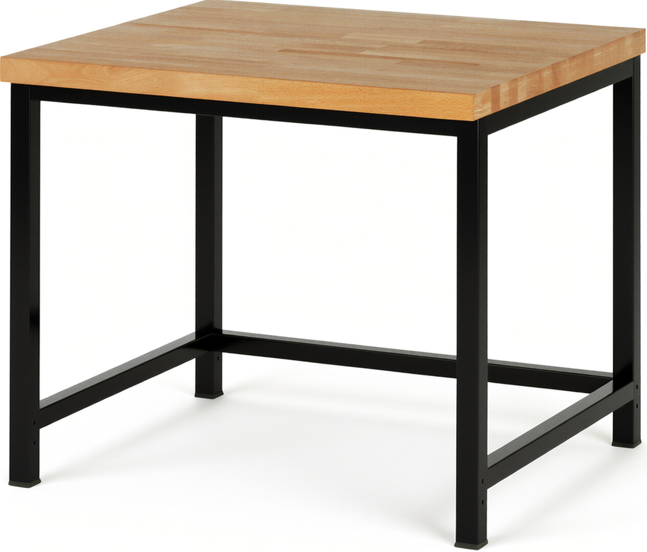 RAU Werkbank schwarz - Breite 100 cm - Tiefe 90 cm - Höhe 104 cm - Buche-Massiv Arbeitsplatte 40 mm