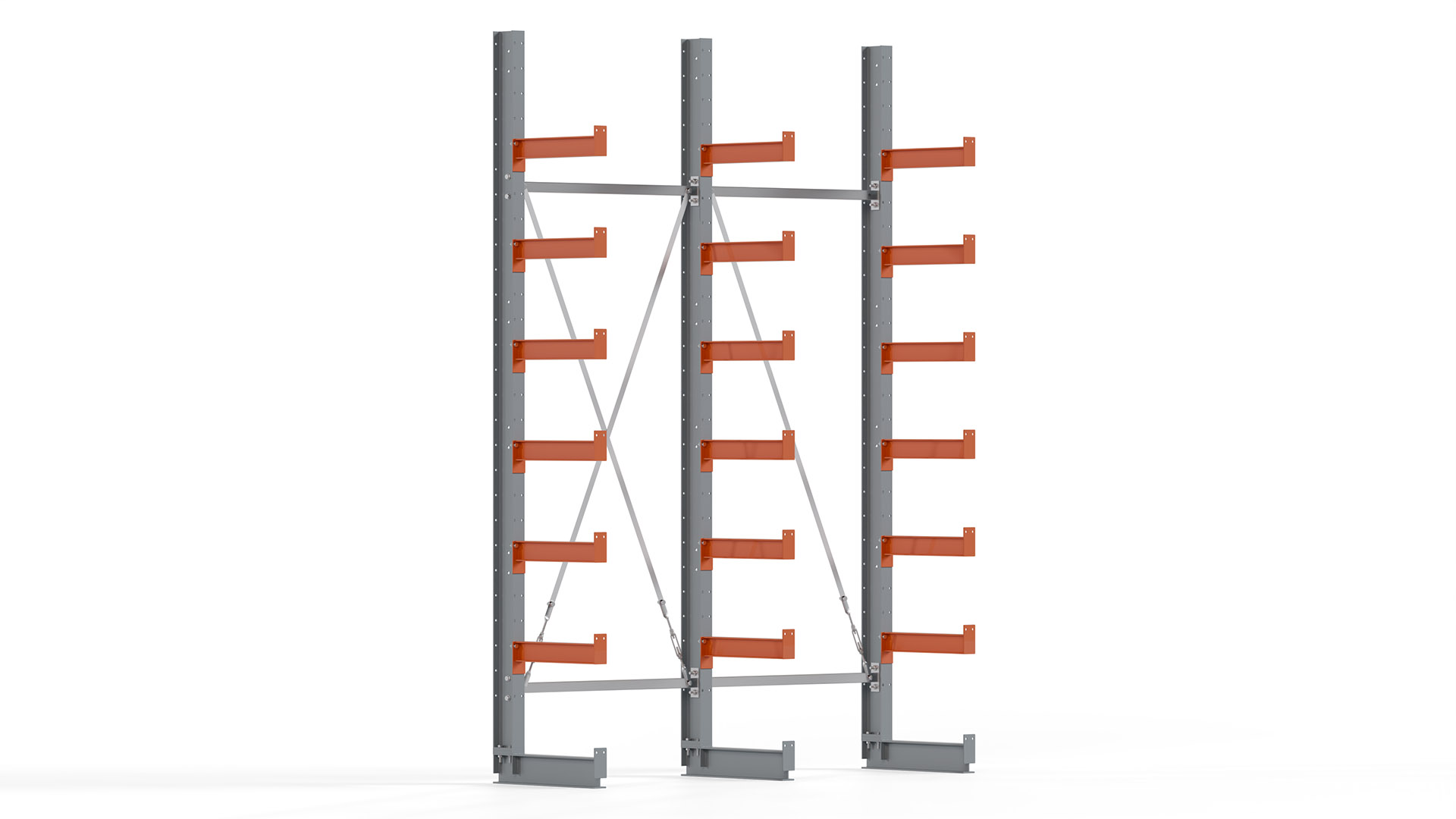 Kragarmregal KARL basic - lackiert - Breite: 200 cm - Höhe: 300 cm - Tiefe: 50 cm - Traglast je Kragarm: 870 kg - einseitig