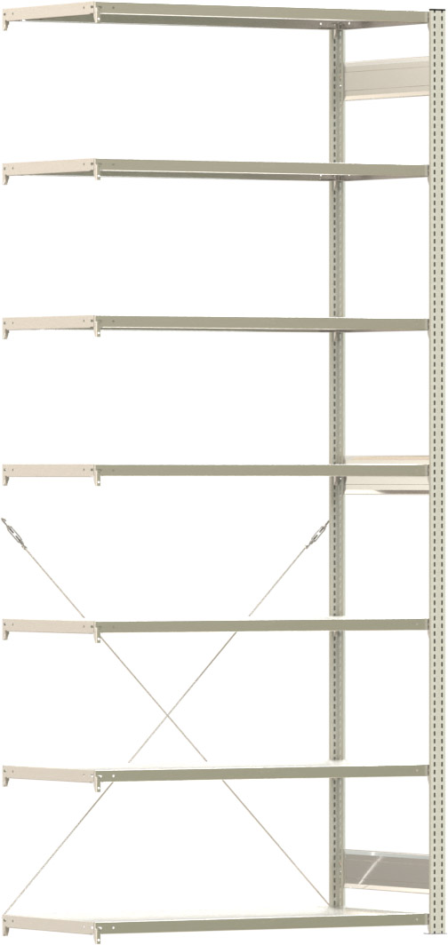 Fachbodenregal mit Tiefenriegel - 150 kg - (HxBxT) 3.000 x 1.285 x 600 mm - Anbauregal - Rahmen lichtgrau - Böden verzinkt