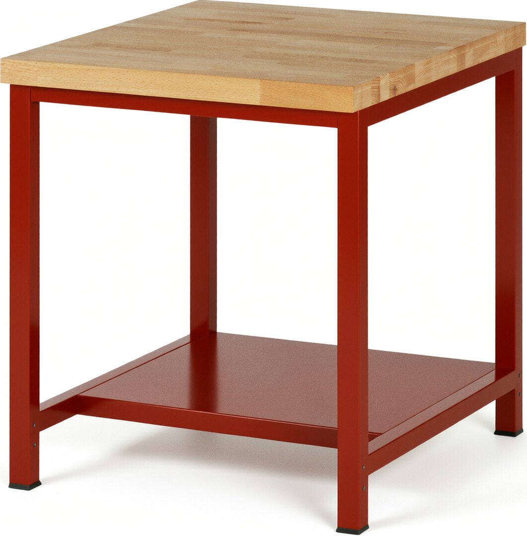 Werkbank Modell 8000 rot, BxTxH 750x900x840-1040 mm,  Buche-Massiv Arbeitsplatte 40 mm