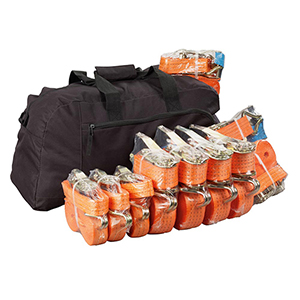 Zurrgurte-Set, bestehend aus 5x6 m 1000 daN + 5x8 m 2500 daN, verpackt in einer Sporttasche