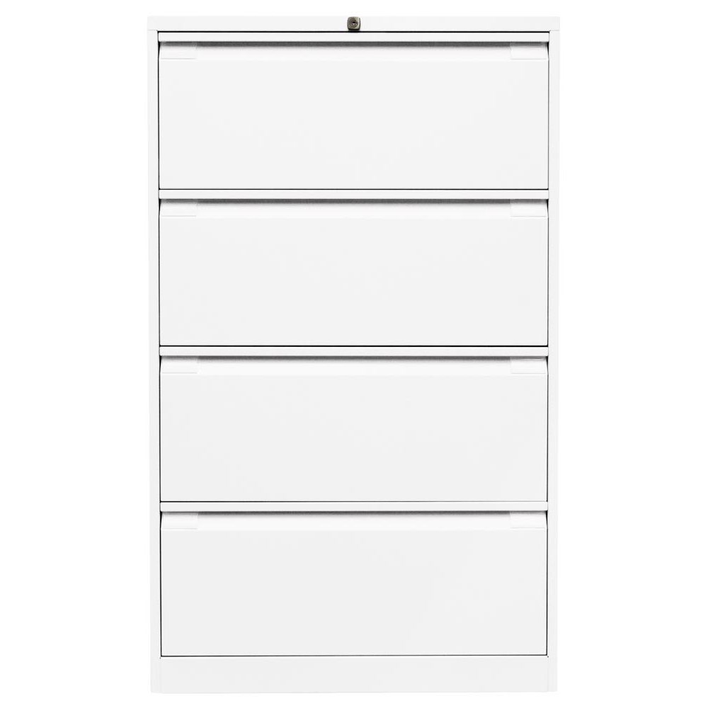 Hängeregisterschrank, BxTxH 800x622x1321 mm, doppelbahnig, 4 Schubladen, Griffleiste, verkehrsweiß