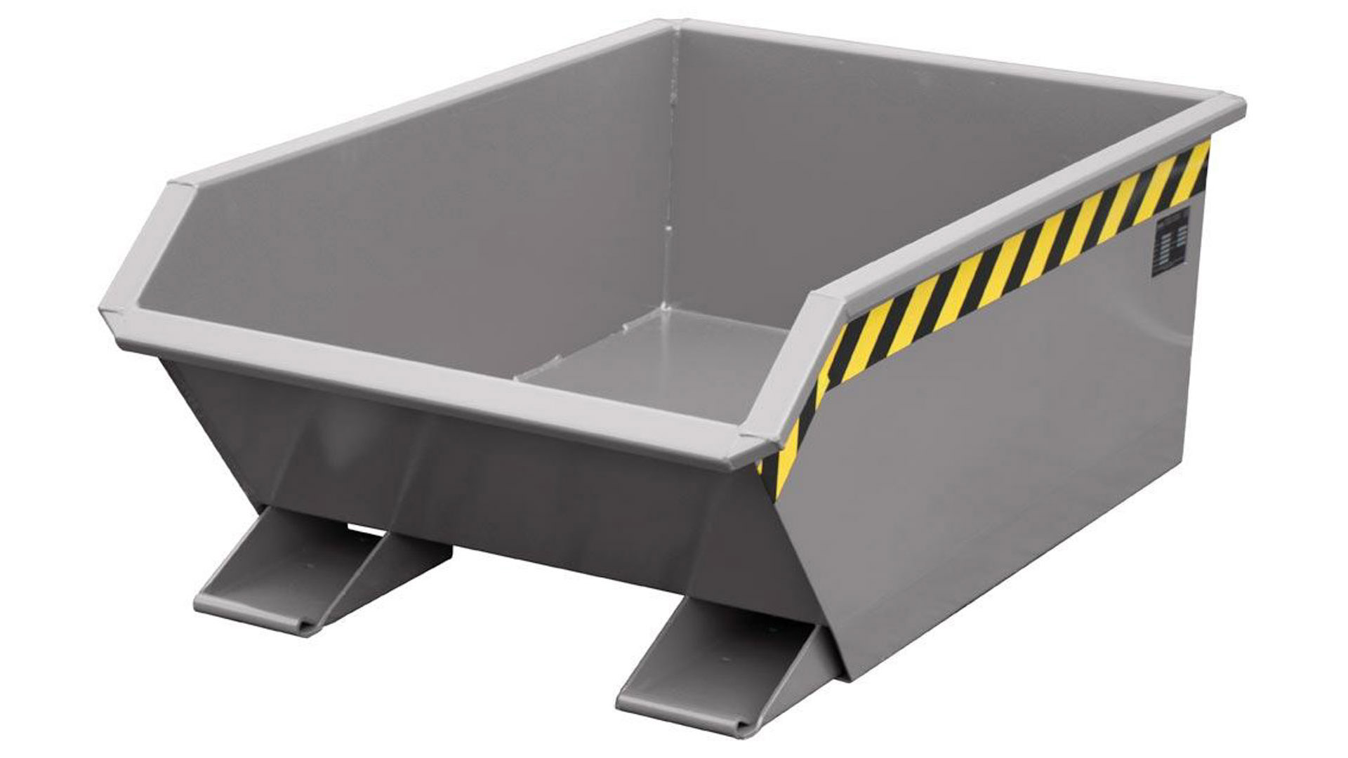 Kippmulde, Kippbehälter - niedrig - Volumen 270 l - Tragkraft 1.000 kg - 450 x 780 x 1.385 mm (HxBxT) - mausgrau