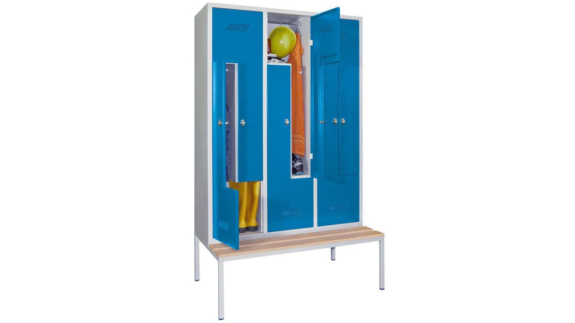 Z-Spind, Breite 100 cm, Höhe 210 cm, Tiefe 80 cm, 6 Abteile