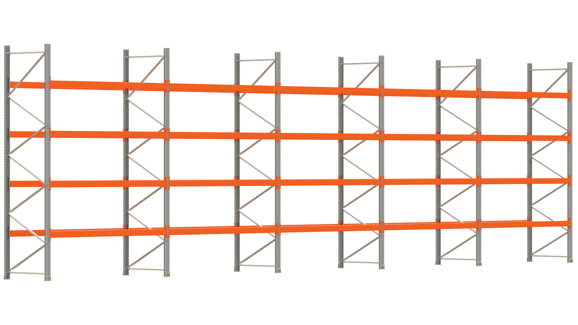Palettenregal ARTUS - Breite 1401 cm - Höhe 400 cm - Tiefe 110 cm - Fachlast 2000 kg - 75 Palettenstellplätze