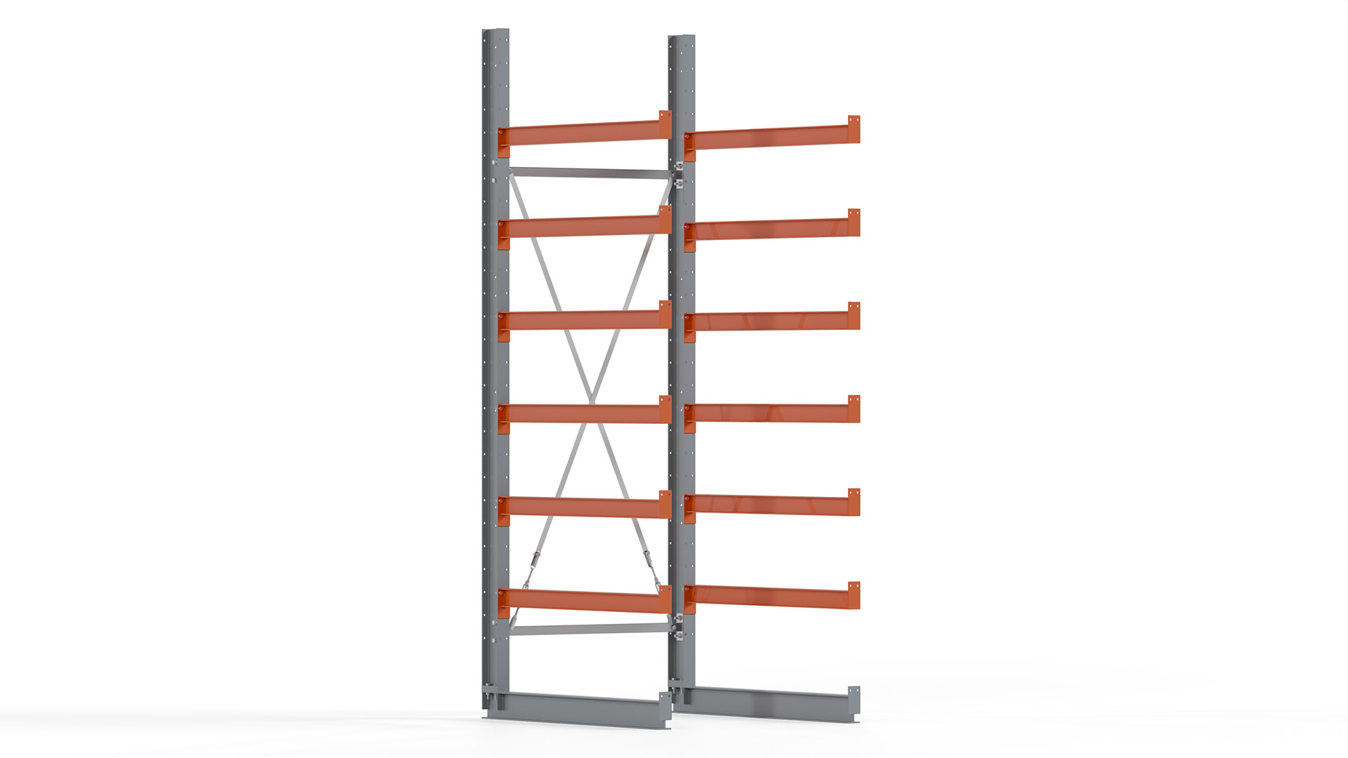 Kragarmregal KARL basic - lackiert - Breite: 100 cm - Höhe: 300 cm - Tiefe: 120 cm - Traglast je Kragarm: 370 kg - einseitig