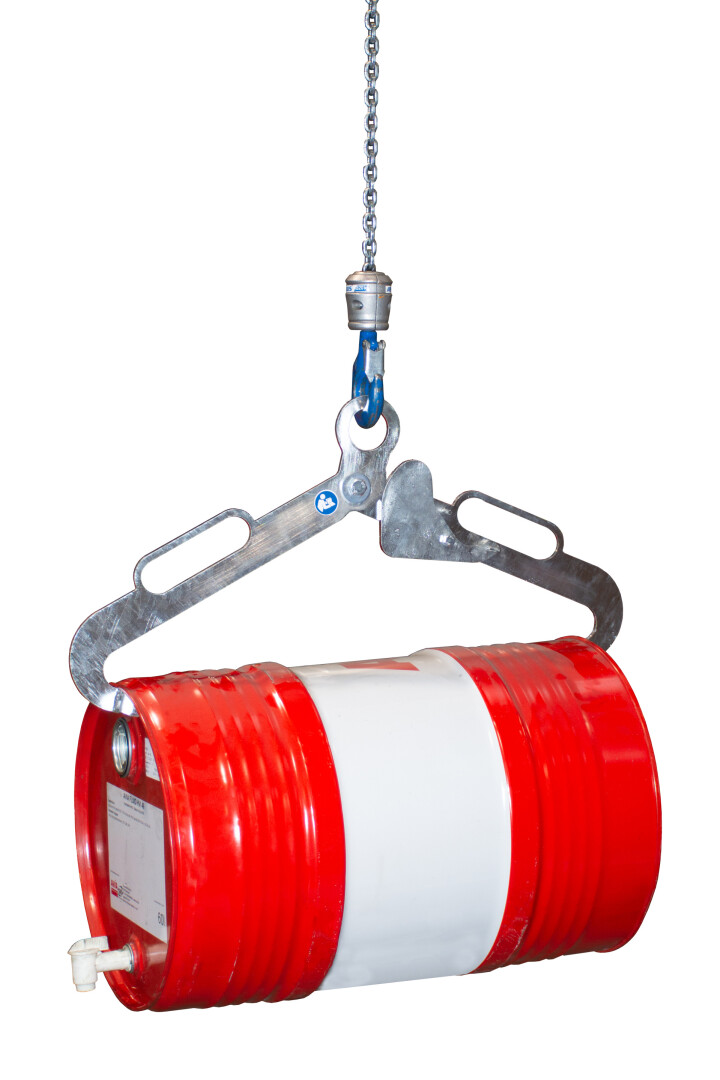 Scherengreifer, 150 kg für liegende 60 l Fässer, BxTxH 120x685x365 mm, verzinkt