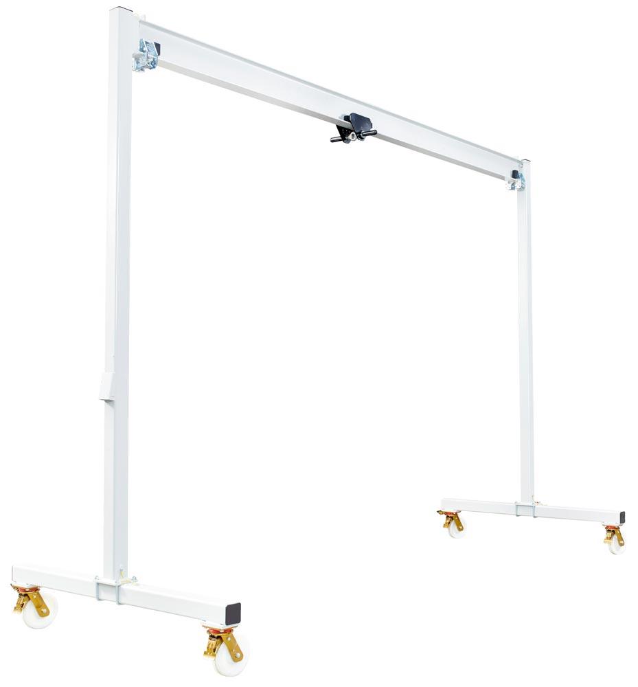 Portalkran, mit Handschiebefahrwerk, Traglast 250 kg, Radstand 1500 mm, Gesamtbreite 3270 mm, Bauhöhe 3220 mm