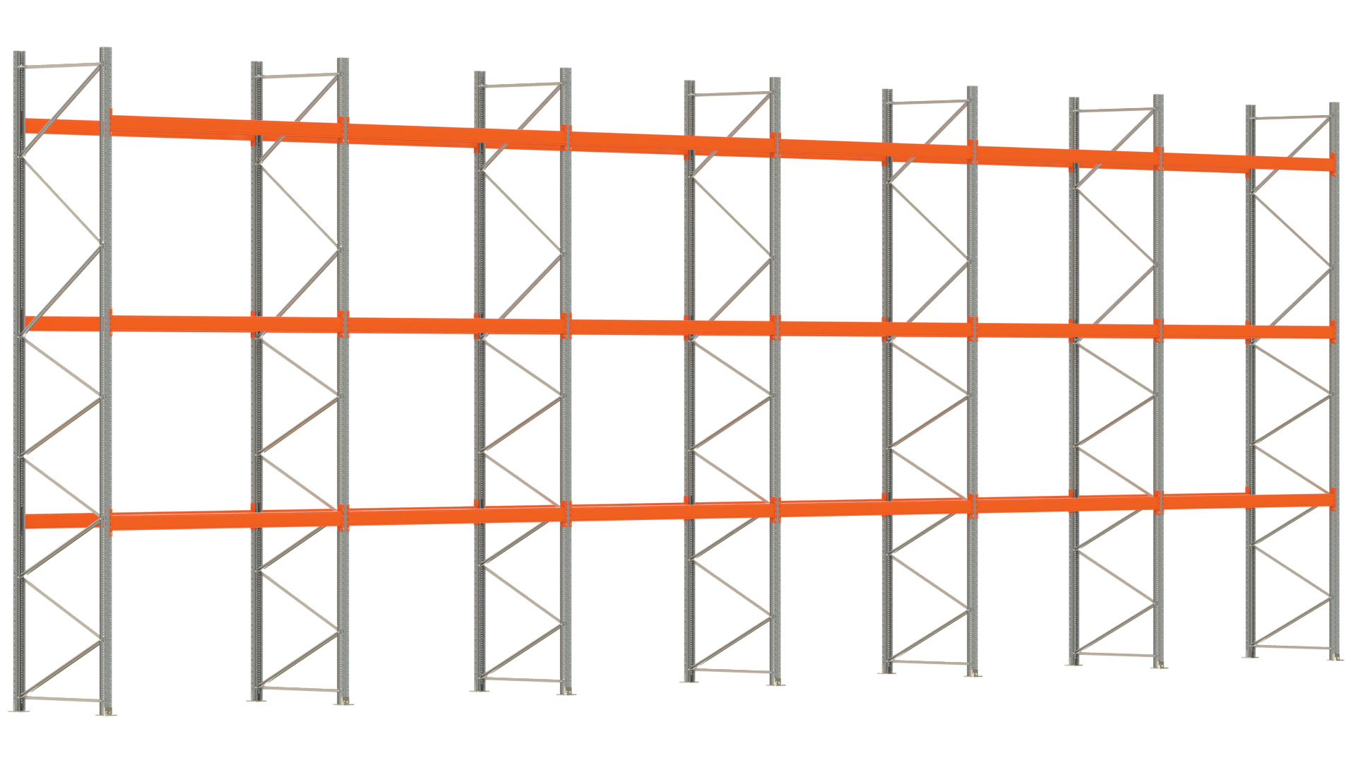 Palettenregal ARTUS - Breite 1679,5 cm - Höhe 550 cm - Tiefe 110 cm - Fachlast 2775 kg - 72 Palettenstellplätze