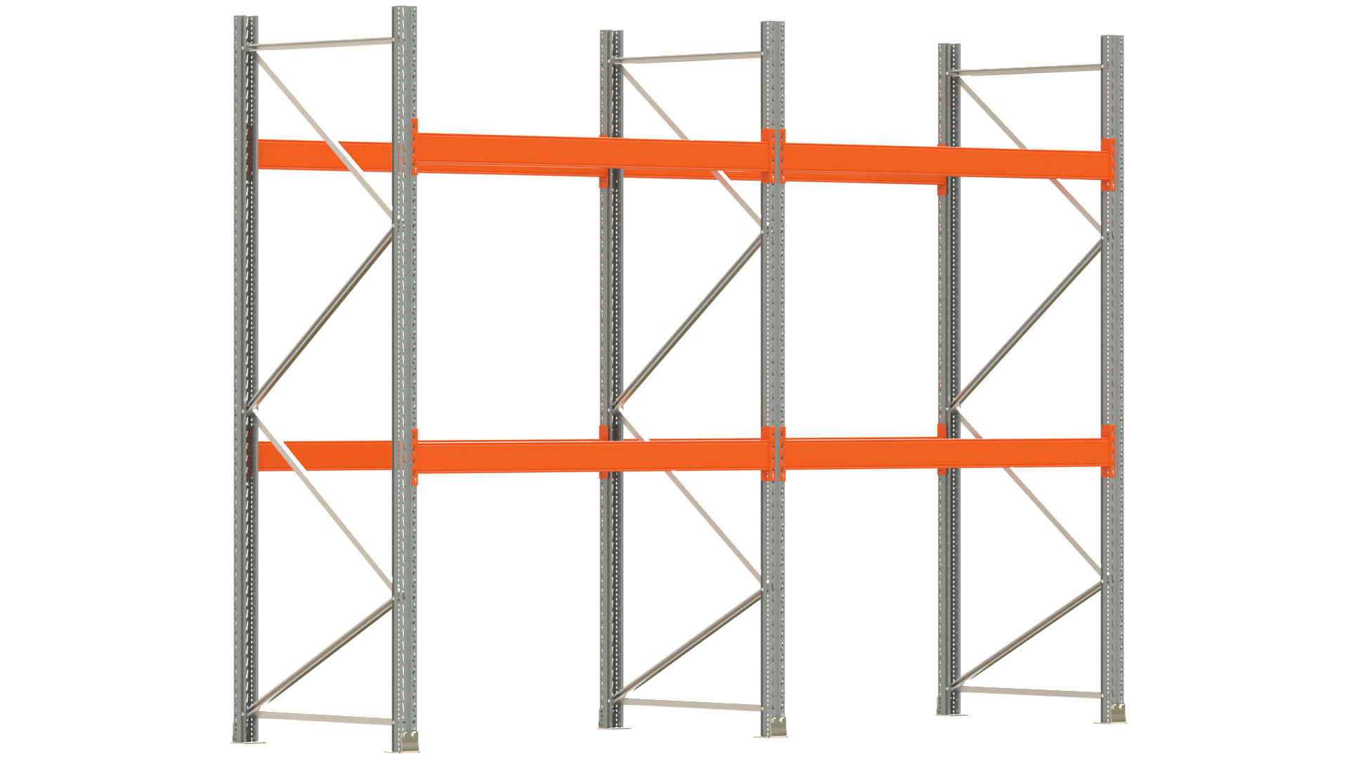 Palettenregal ARTUS - Breite 405,5 cm - Höhe 300 cm - Tiefe 110 cm - 2 Träger-Ebenen - max. Fachlast 2000 kg - 12 Palettenstellplätze