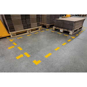 Bodenmarkierung, selbstklebend, Kreuz-Form, LxB 150x150 mm, Farbe gelb, VE 20 Stück
