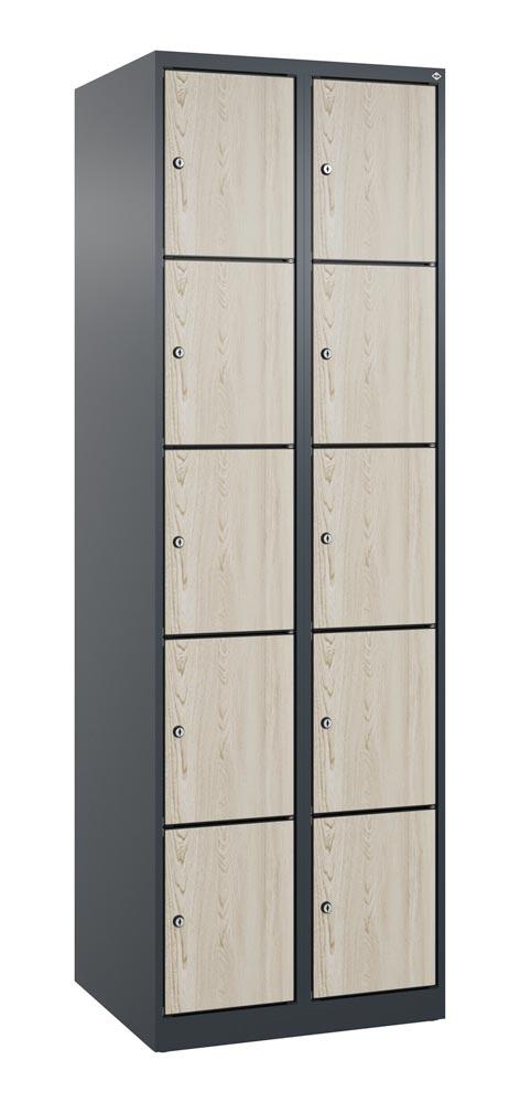 Fächerschrank mit MDF Türen, Breite 60 cm, Höhe 185 cm, Tiefe 50 cm, 10 Fächer