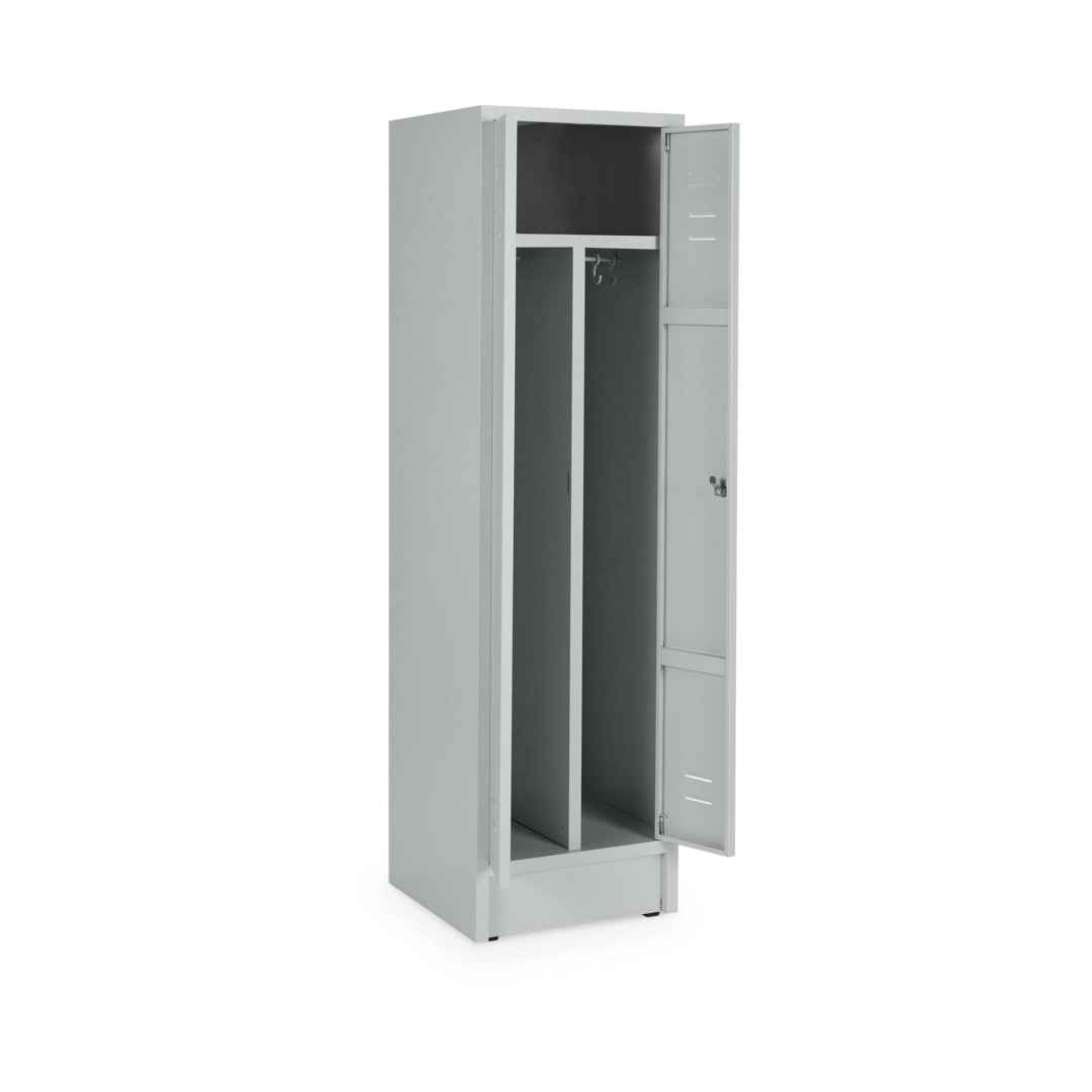 Doppelspind, SW-Trennung, 2 Abteile, Abteilbreite 25 cm, Höhe 180 cm, Breite 50 cm, RAL 7035 Lichtgrau