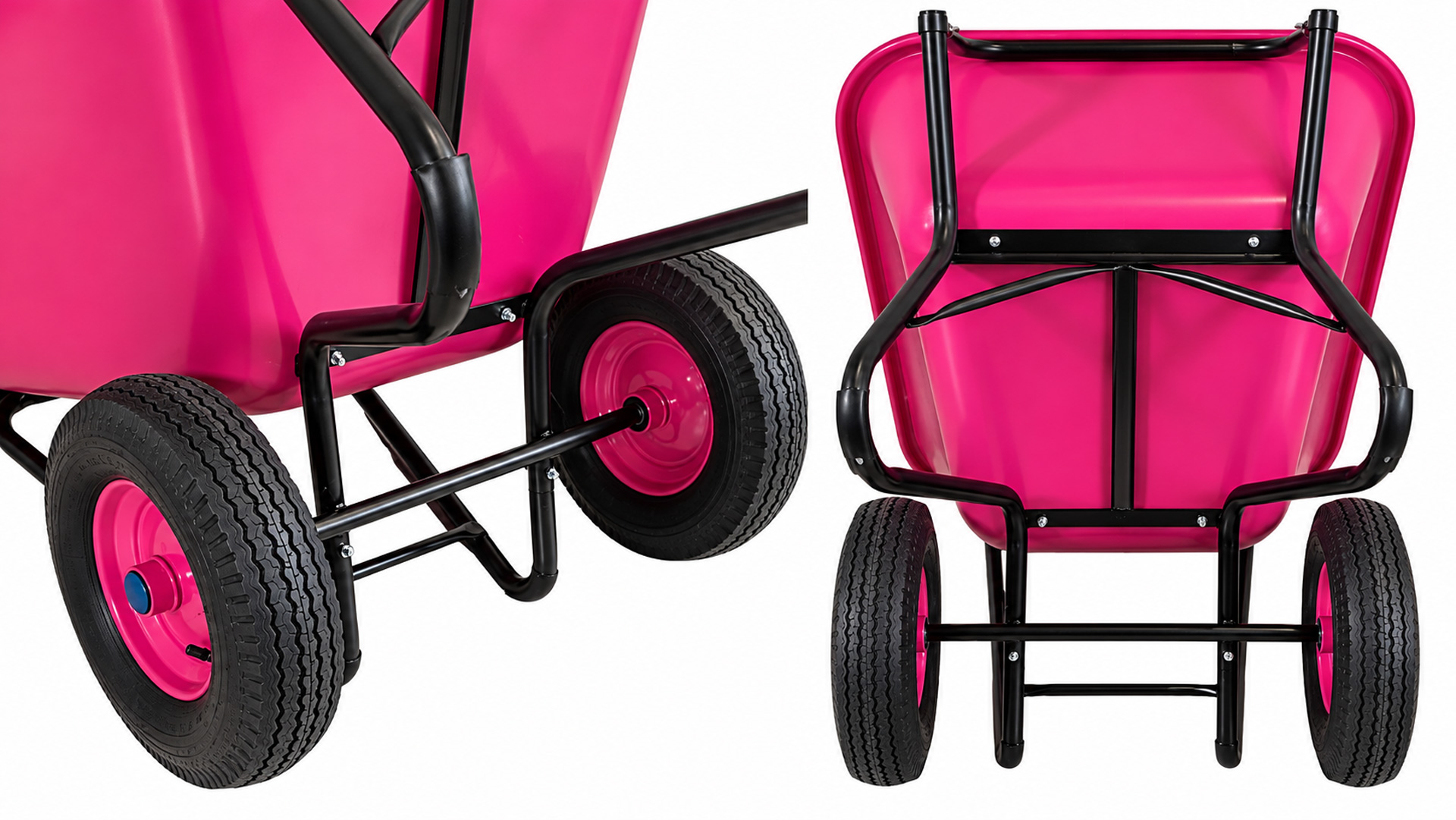 Garten- und Landschaftskarre, Mulde 280 l, Kunststoff 4mm UV-stabil, pink, Luftbereifung