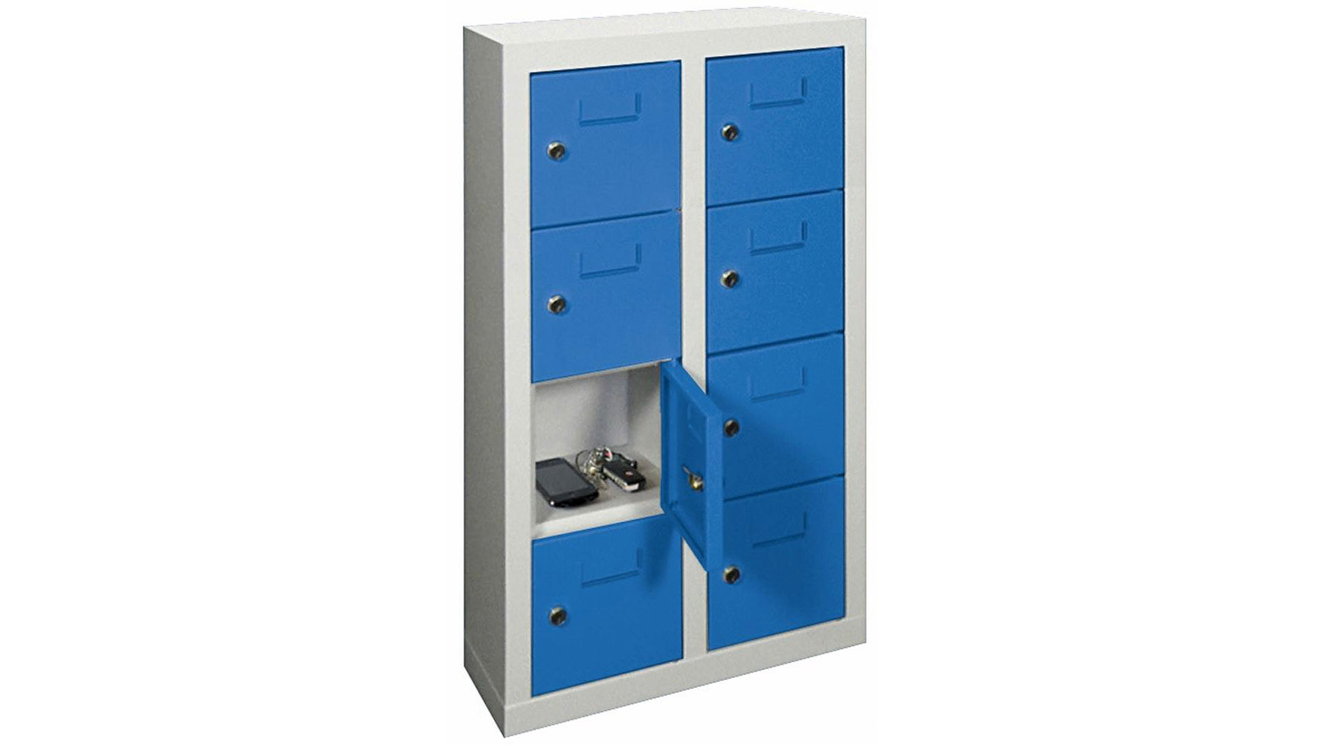 Schließfachschrank, Breite 46 cm, Höhe 81,5 cm, Tiefe 20 cm, 8 Fächer