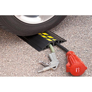 Industrie-Kabelbrücke, Kabelkanal, BxTxH 1500x200x35 mm, Kunststoff, 2 Kammern 1 Zoll, Farbe schwarz/gelb