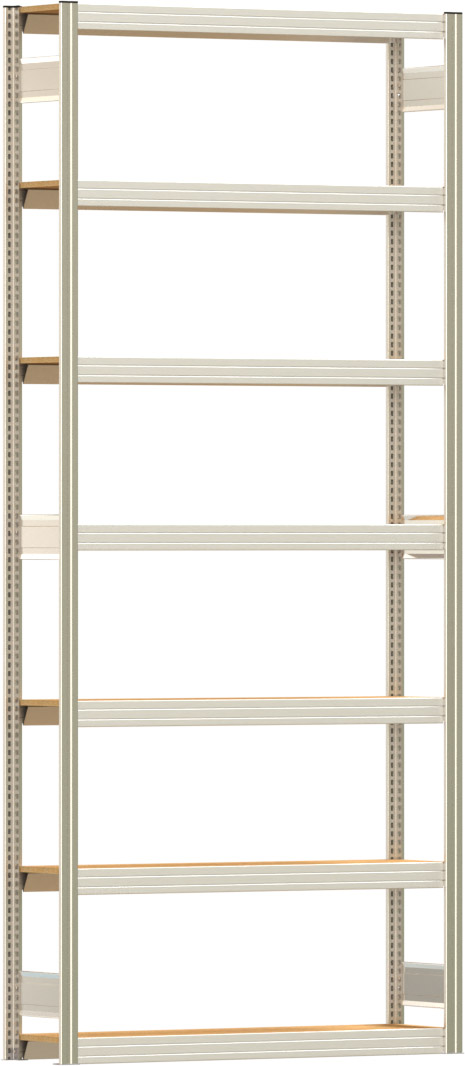 Fachbodenregal BERT - Breite: 128,5 cm - Tiefe: 30 cm - Höhe: 300 cm - 7 Böden - Grundregal