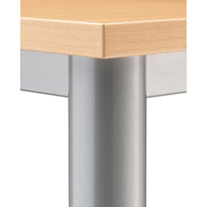 Schreibtisch, BxTxH 1800x800x685-810 mm, höhenverstellbar, 4-Fuß-Gestell, Platten-/Gestellfarbe ahorn/weißalu
