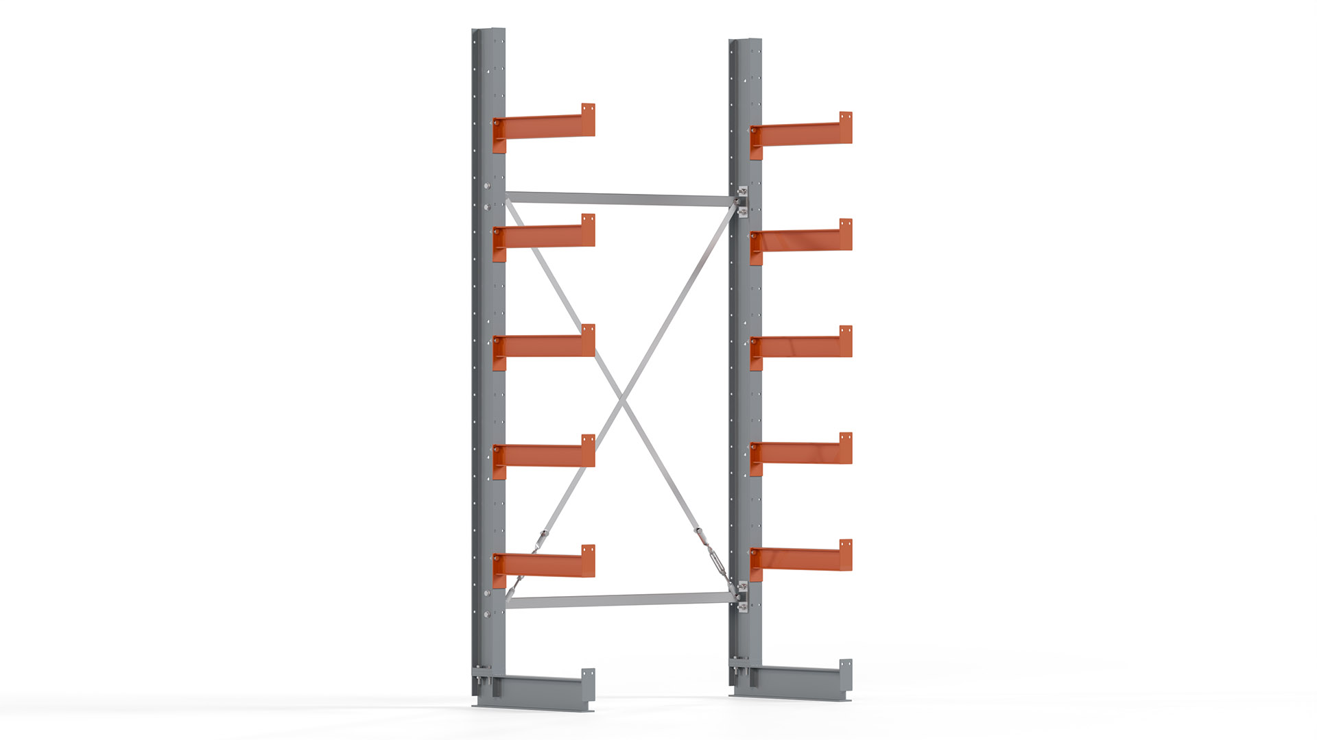 Kragarmregal KARL basic - lackiert - Breite: 128 cm - Höhe: 250 cm - Tiefe: 50 cm - Traglast je Kragarm: 870 kg - einseitig