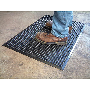 Arbeitsplatzmatte, Polyurethan, schwarz, brandschutzsicher nach DIN 4102-B1, BxTxH 900x1200x15 mm