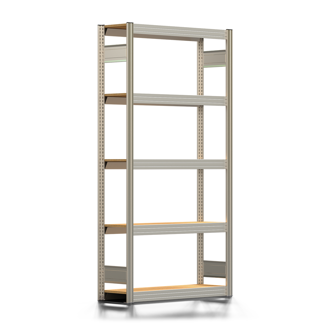 Fachbodenregal BERT - Breite: 100,5 cm - Tiefe: 30 cm - Höhe: 200 cm - 5 Böden - Grundregal