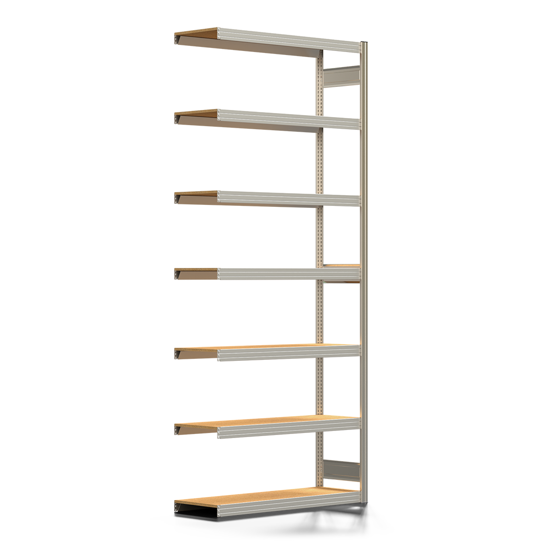 Fachbodenregal BERT - Breite: 128,5 cm - Tiefe: 40 cm - Höhe: 300 cm - 7 Böden - Anbauregal