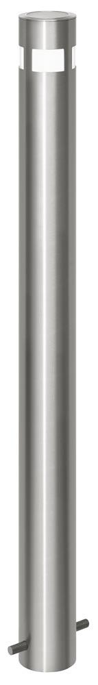 Edelstahl-Sperrpfosten, zum Einbetonieren, Funktion Leuchtkopf/Solar, D 102 mm, Höhe ü.Flur 900 mm