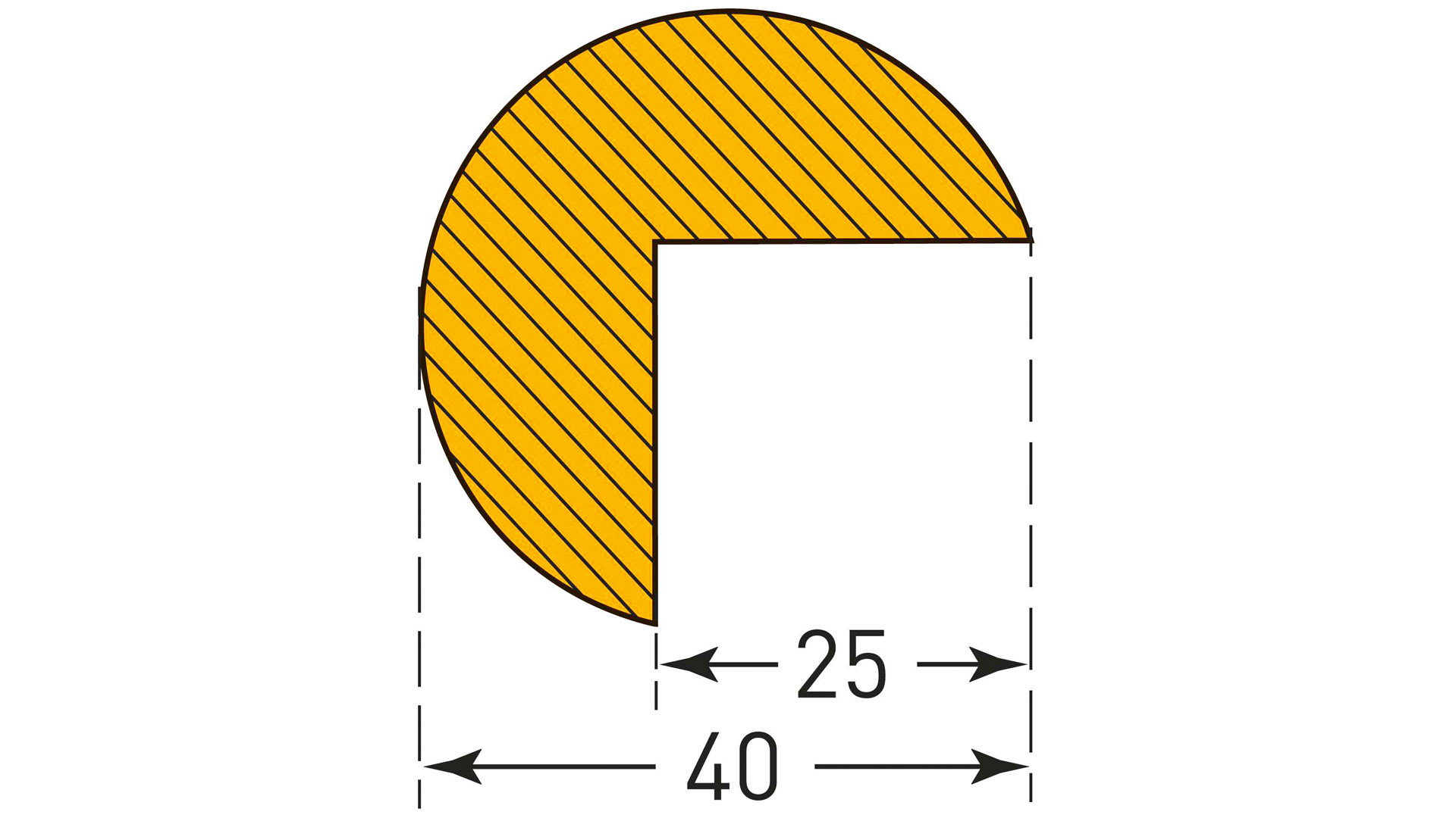Warn- und Schutzprofil, Kantenschutz, Kreis, 40x25 mm, gelb/schwarz, selbstklebend, Länge 1000 mm