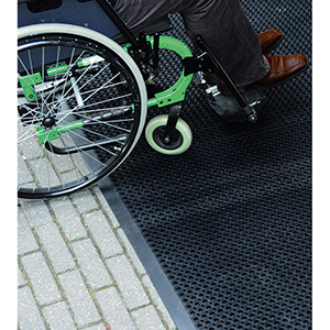 Gummiwabenmatte mit Schrägkante 4-seitig, BxT 900x700 mm, Gummi, H. 12,5 mm, Gewicht 7 kg