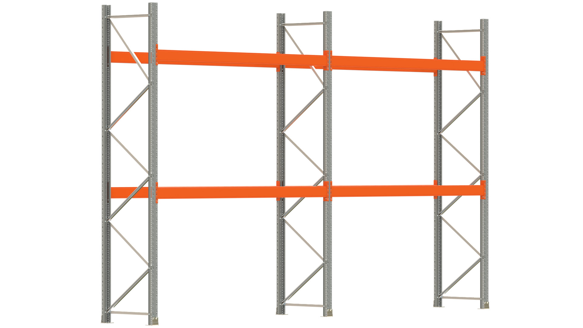 Palettenregal ARTUS - Breite 565,5 cm - Höhe 350 cm - Tiefe 80 cm - 2 Träger-Ebenen - Fachlast 3000 kg - 12 Palettenstellplätze