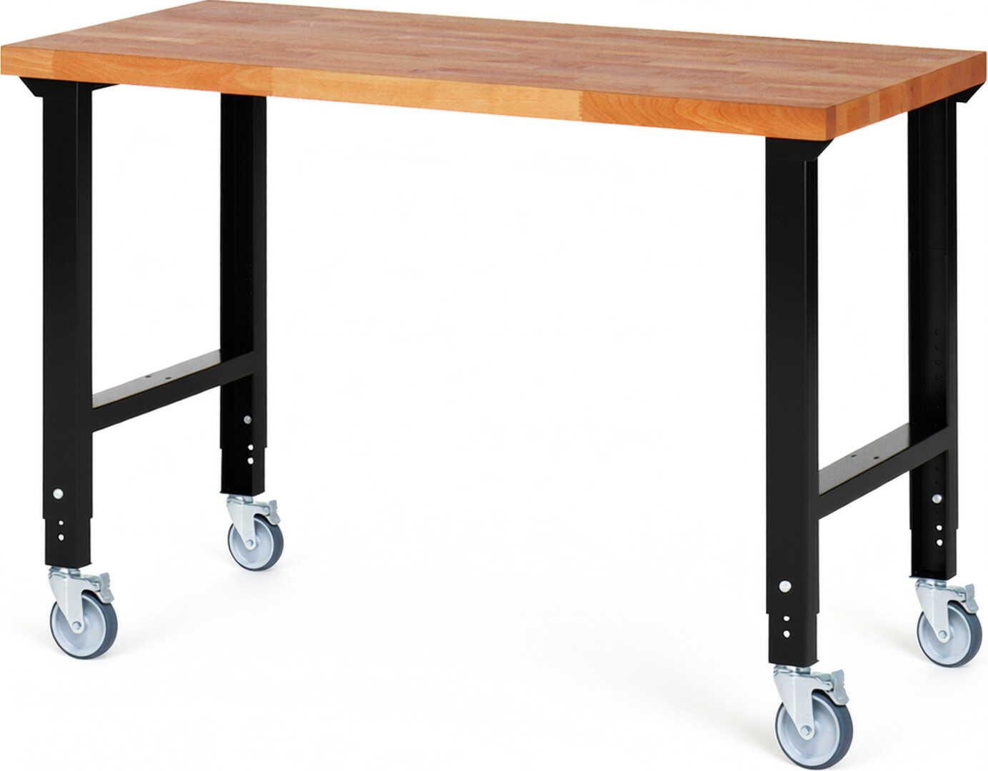 RAU Werkbank schwarz - Breite 150 cm - Tiefe 70 cm - Höhe 100 cm - Buche-Massiv Arbeitsplatte 40 mm