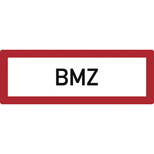 Hinweisschild, Brandschutzkennzeichnung, BMZ (Brandmelderzentrale), Folie langnachleuchtend, 297x105 mm