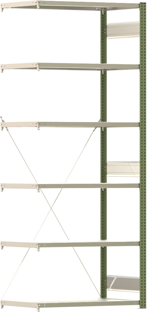 Fachbodenregal BERT - Breite: 100,5 cm - Tiefe: 60 cm - Höhe: 250 cm - 6 Böden - Anbauregal